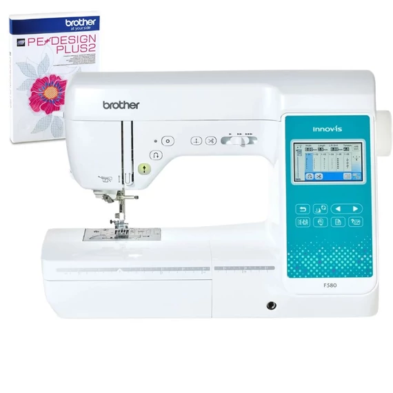 Brother F580 háztartási hímző- és varrógép + Brother PE-Design Plus 2 hímzőminta tervező szoftver